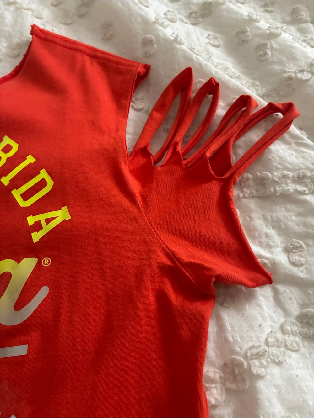 Zumba Orange Cold-Shoulder Logo Tee with Multicolor Print - Picture 5 of 12